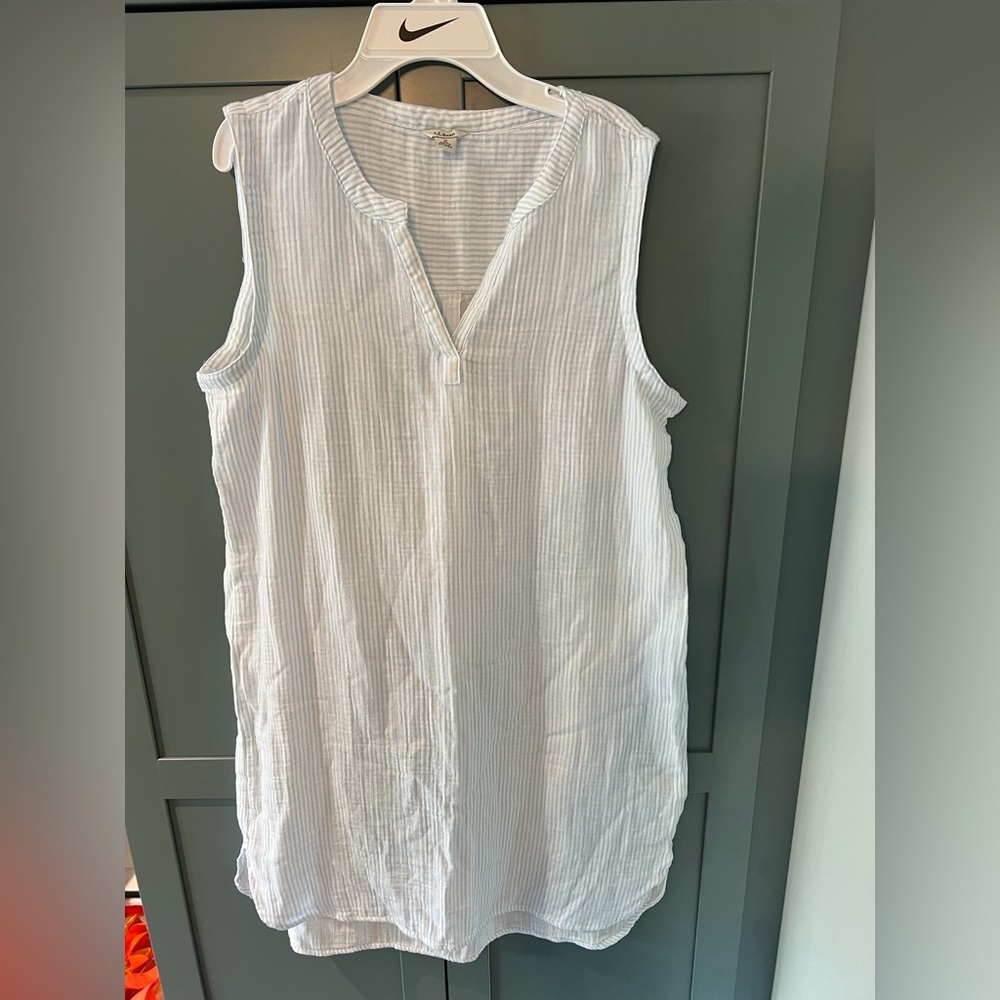 LL Bean Cloud Gauze CoverUp Dress Striped Sz S